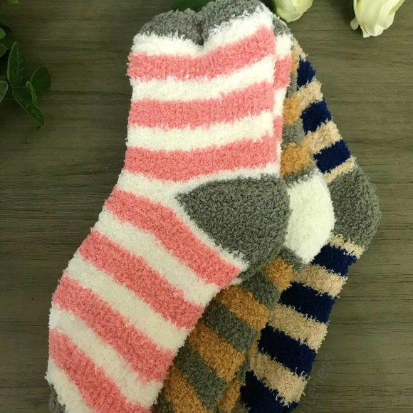 Other - Striped Fuzzy Cozy Plush Socks pk